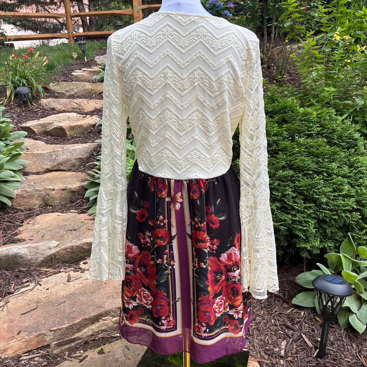 70s style boho bell sleeve dress